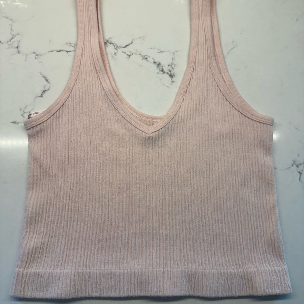 Urban Outfitters Light Pink Ribbed Crop Top